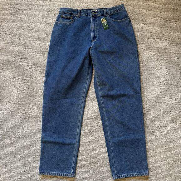 LL Bean Jeans Woman’s 16 Original Fit Relaxed Plaid Lined Flannel Denim Pants - Picture 1 of 7